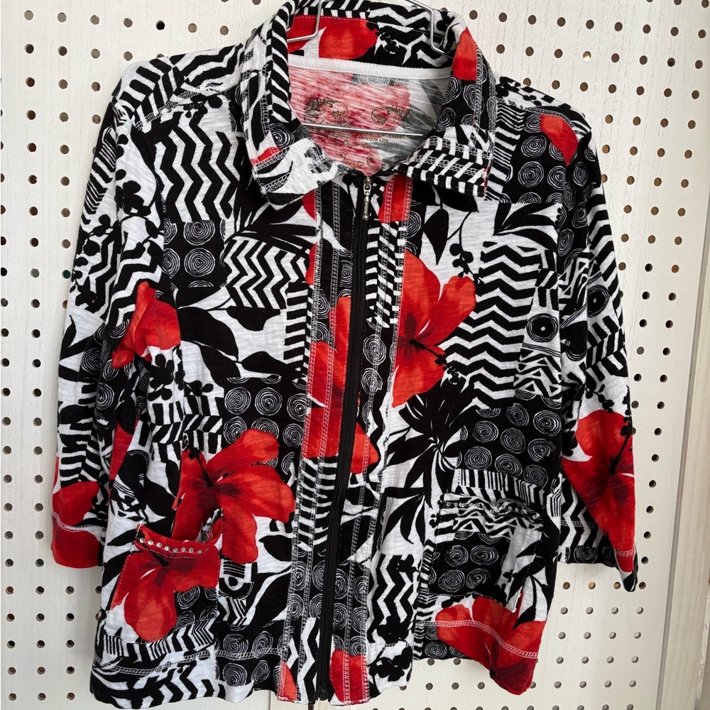Desigual Black and Red Floral Blazer